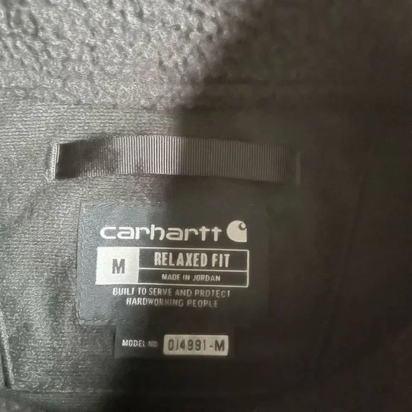 Carharrt Women's Pullover M Relaxed Fit Black Tan Fleece 1/4 Button Pocket Warm - Picture 9 of 14